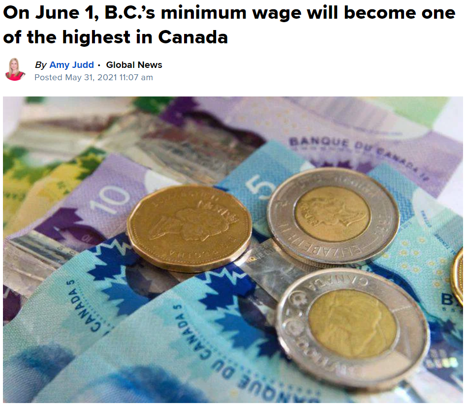 好消息! BC今天起最低工资上调至$15.20! 创下全国最高涨幅! 新闻 第4张