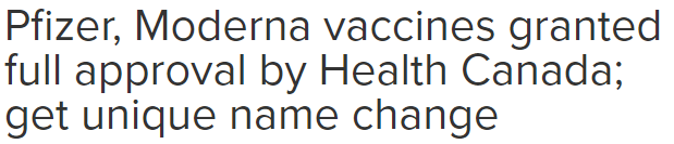 注意! 加拿大新冠疫苗集体改名 市民不买账! 这两款疫苗获全面批准! 新冠疫情 第1张