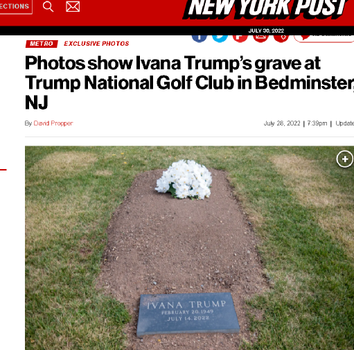 惊呆! 特朗普前妻被埋在高尔夫球洞旁边 球场变墓地 死后还要避税? 网上吵翻了 新闻 第1张